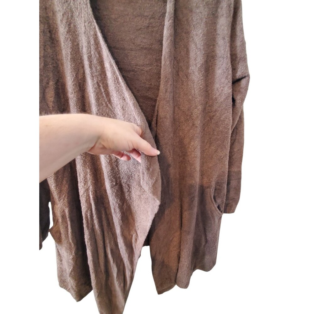 Barefoot Dreams cozy chic lite cardigan sweater womens L XL Island Wrap brown - Picture 3 of 5